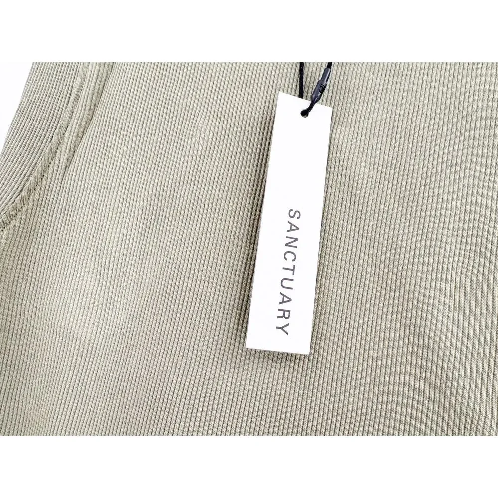 SANCTUARY Top Size XS NEW Sage Green Ribbed Ruched Tank Crew Neck - Picture 3 of 10